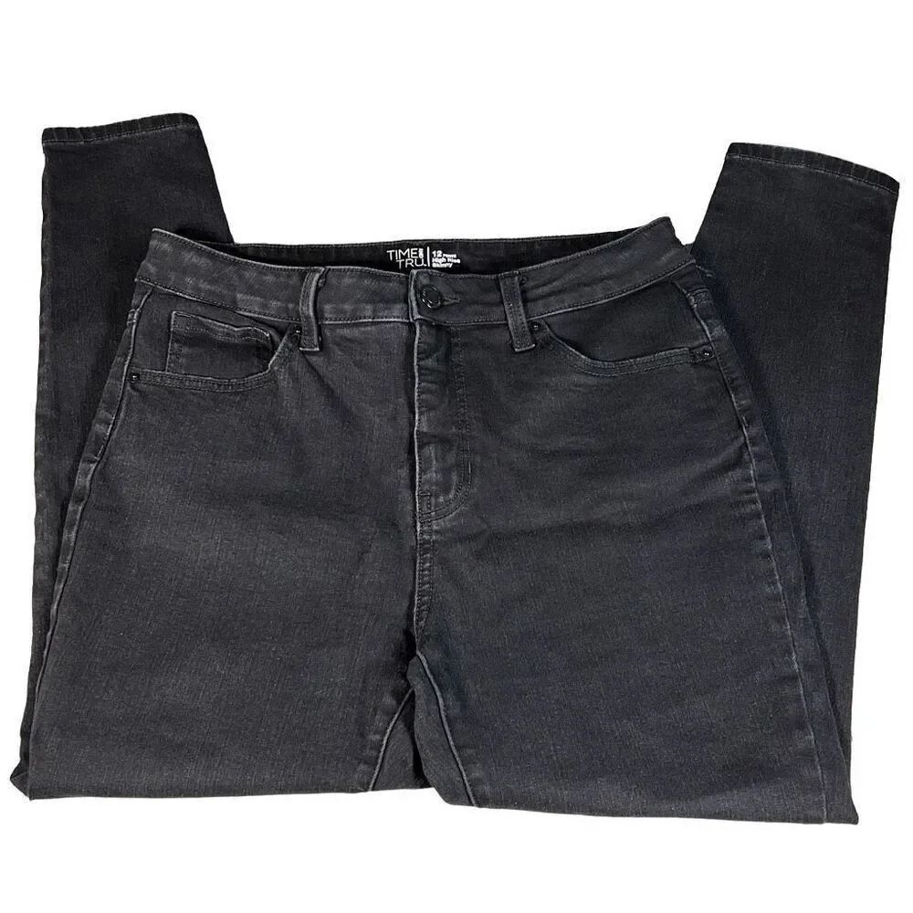 Time and Tru Women's Skinny Jeans High Rise Denim Pants Black Size 12 Petite